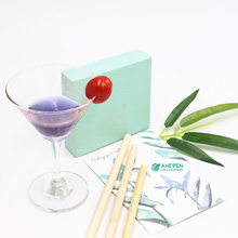 Customized Logo Natural 20Cm Biodegradable Bamboo Straws Set With Box